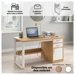 GLOBAL LATIN GROUP - Escritorio 100cm Home Office con Cajones Puerta y Gabinete