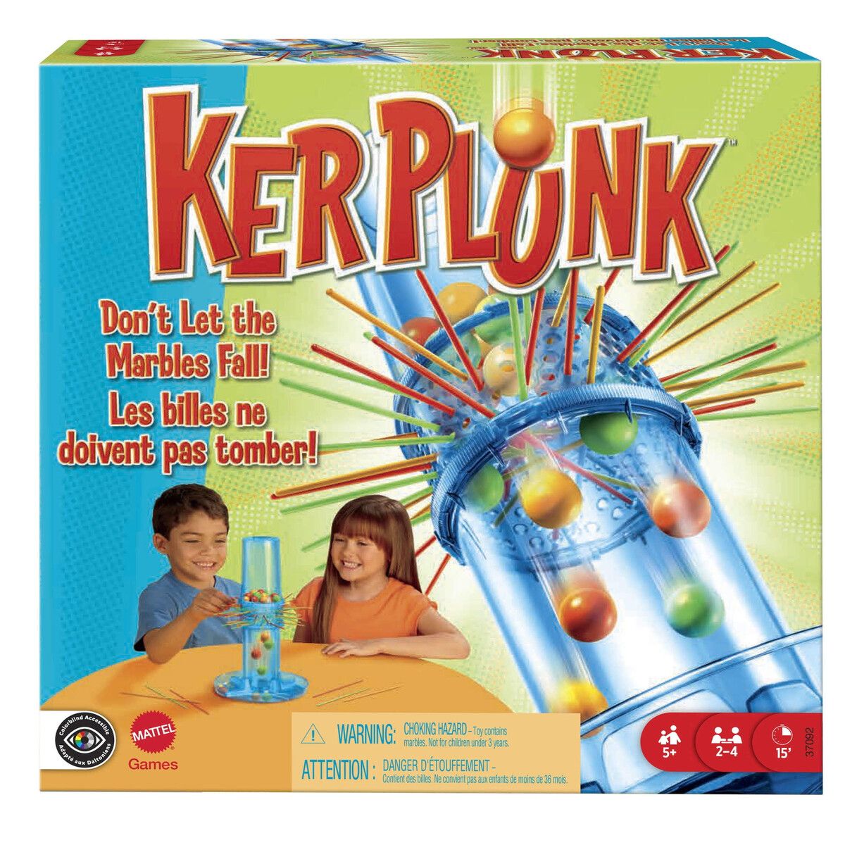 MATTEL - Juego KerPlunk Mattel Clásico Habilidad 24 Jugadores