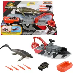 MATCHBOX - Playset Jurassic World Barco Rescate Mosasaurus 32cm