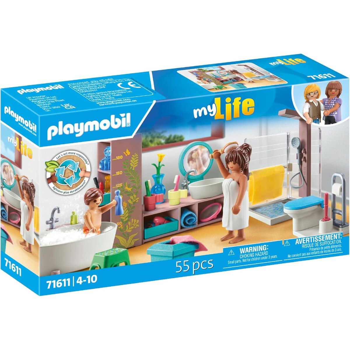 PLAYMOBIL - Set Baño Playmobil 71611 con Ducha y Accesorios