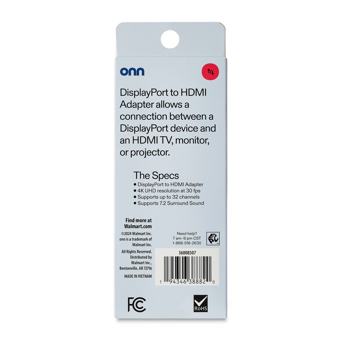 ONN - Adaptador onn DisplayPort a HDMI 4K con audio