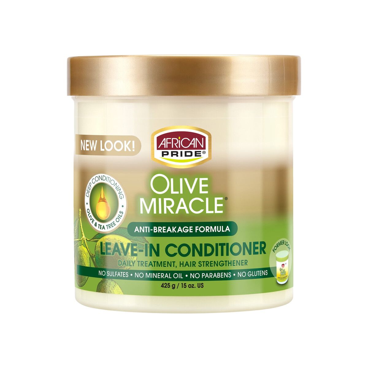 AFRICAN PRIDE - Acondicionador LeaveIn African Pride Olive Miracle 425g Sin Parabenos