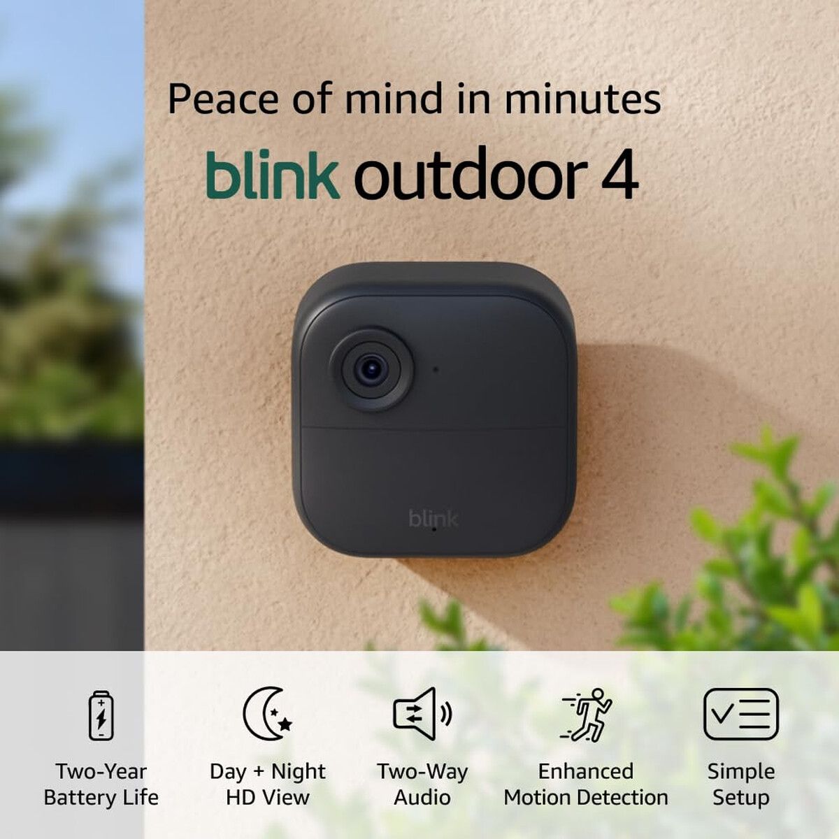 BLINK - Cámara Seguridad Blink Outdoor 4 Inalámbrica 1080p Batería 2A