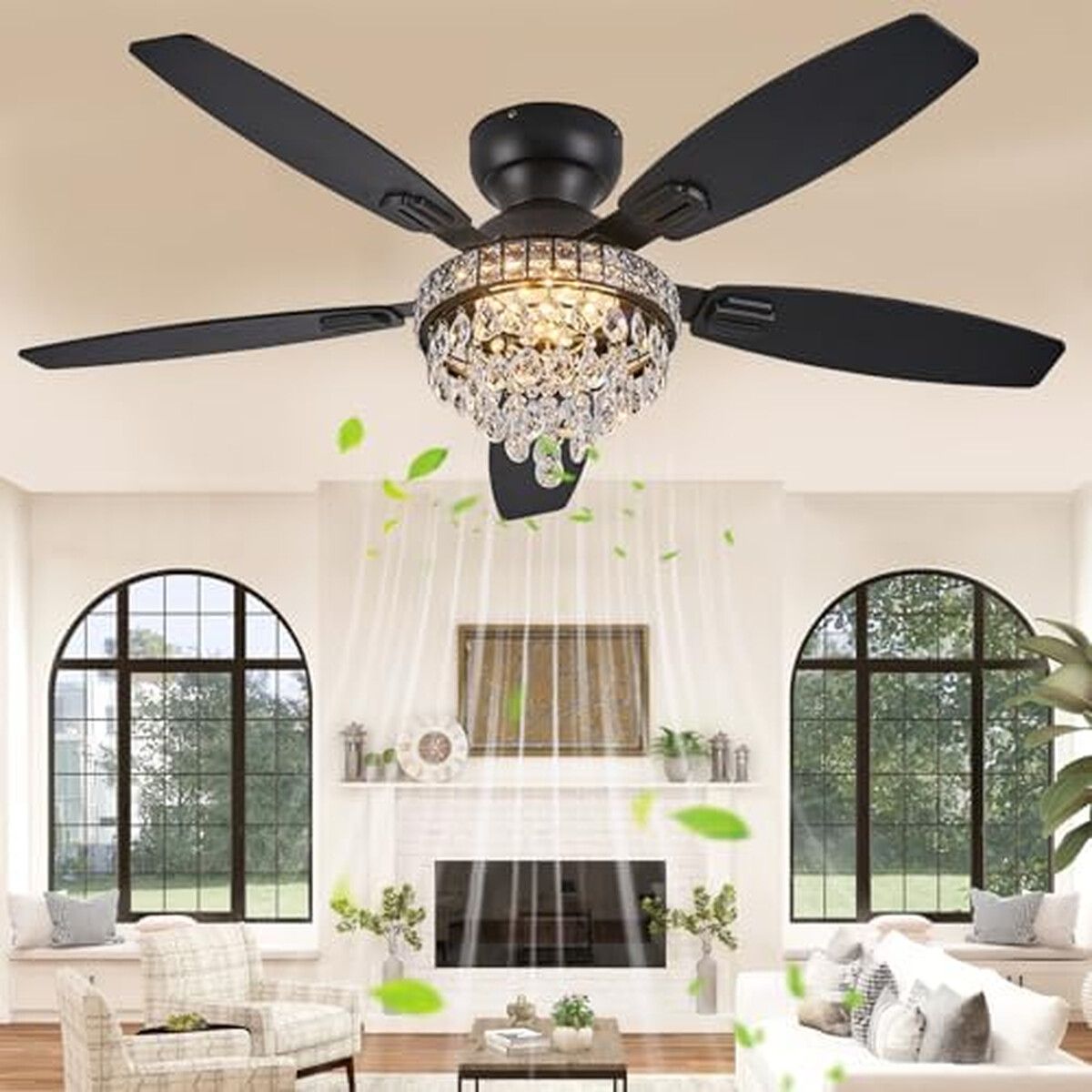 CRISTAL - Ventilador de techo Fanyank cristal con luz 50 negro