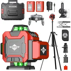 LASER - Nivel Láser WEIDDW 16 Líneas 4x360 Verde Autonivelante Trípode