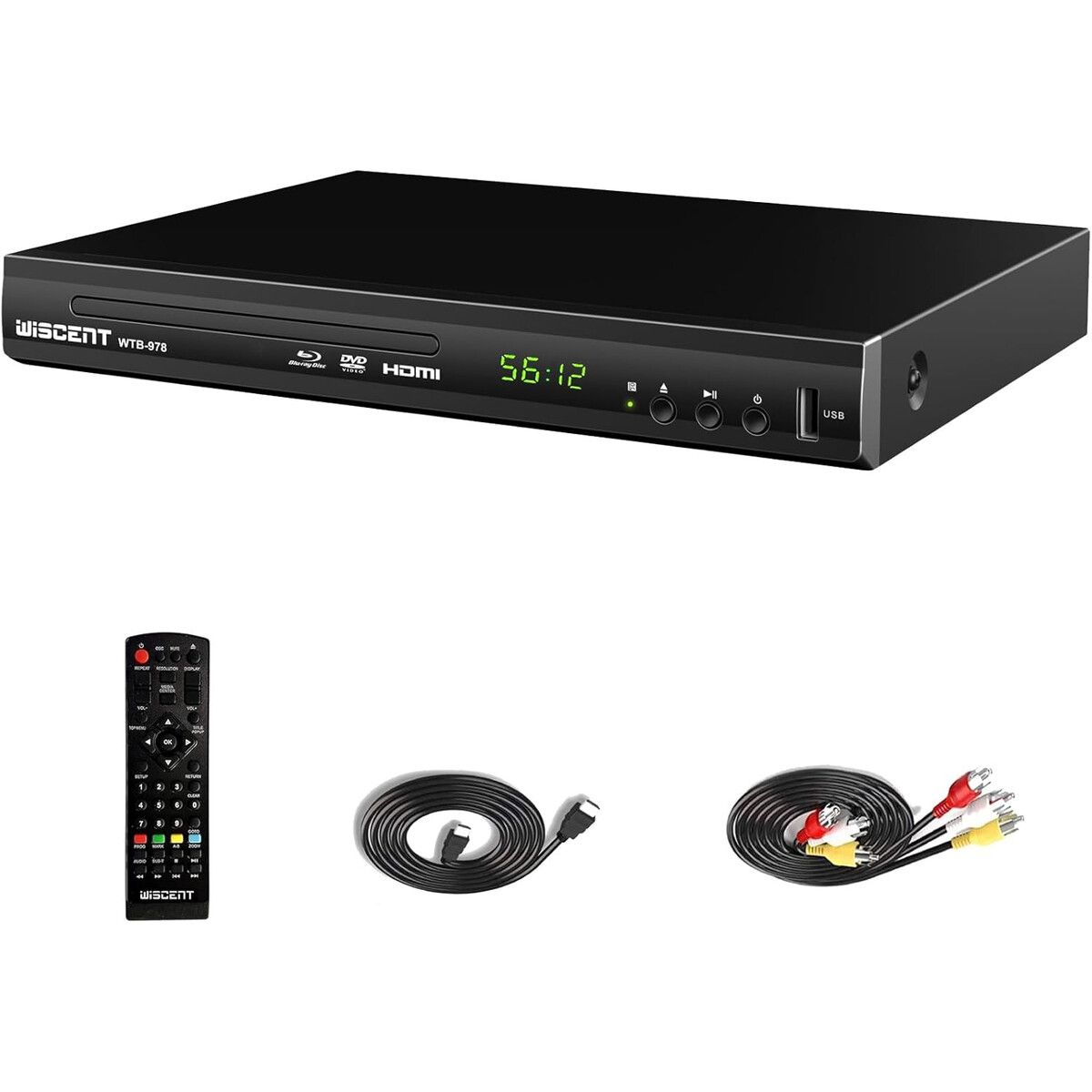 BLU - Reproductor Blu Ray DVD WISCENT WTB978 Full HD 1080p HDMI
