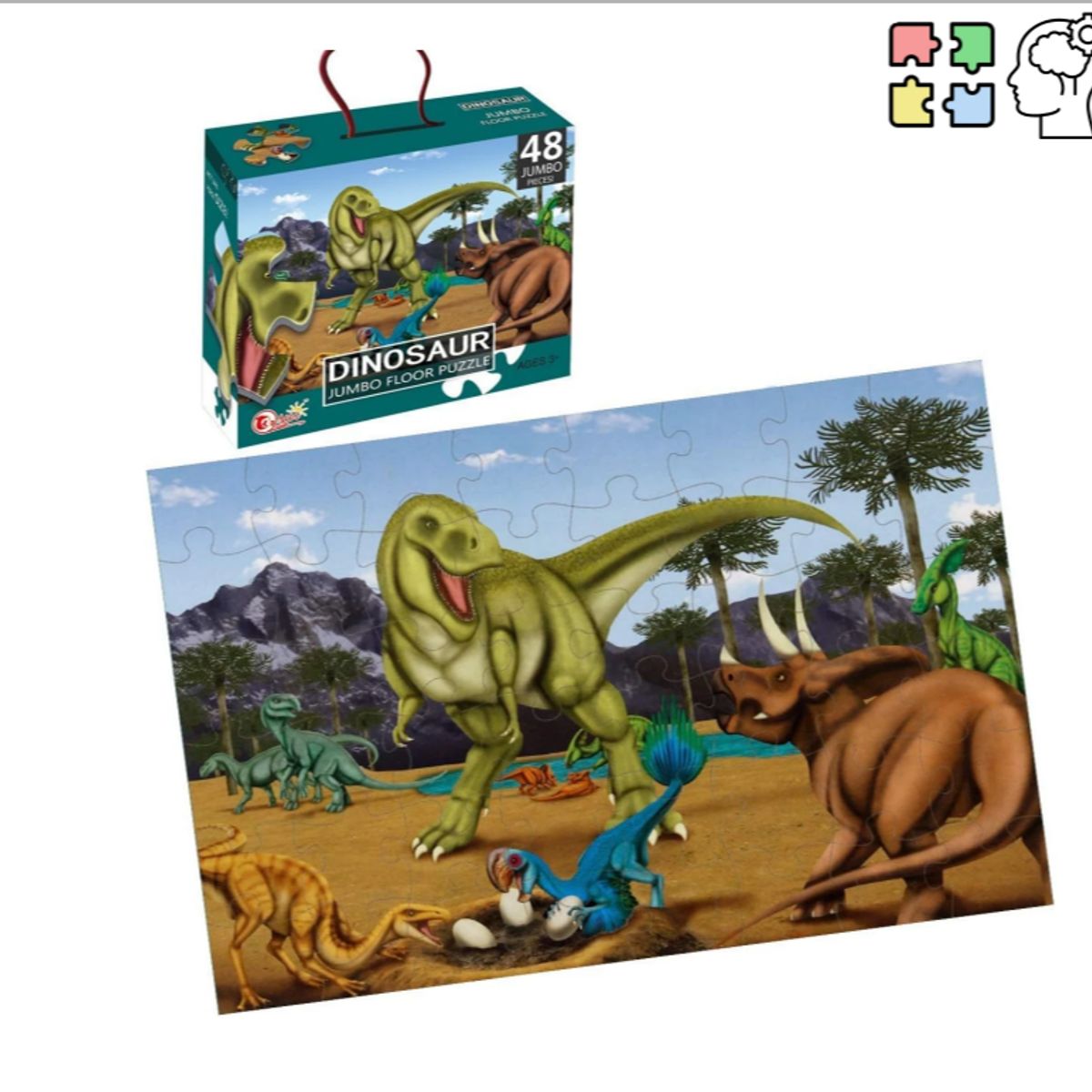 GENERICO - Rompecabeza Puzzle Dinosaurios 48 Piezas Grandes 3 Años+