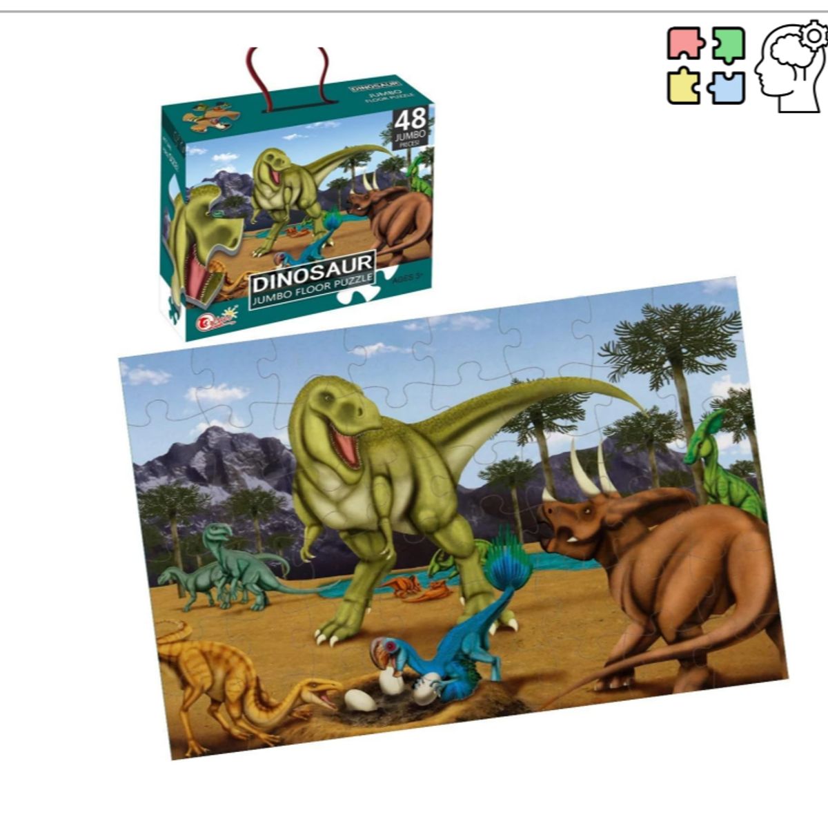 GENERICO - Rompecabeza Puzzle Dinosaurios 48 Piezas Grandes 3 Años+