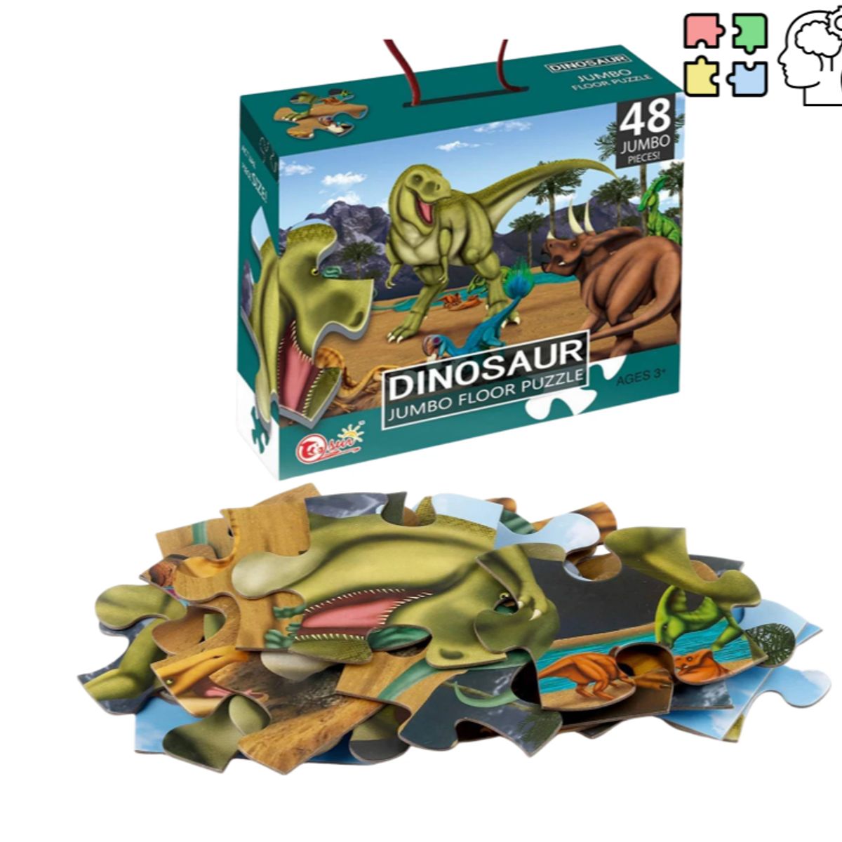 GENERICO - Rompecabeza Puzzle Dinosaurios 48 Piezas Grandes 3 Años+