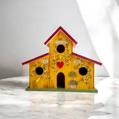 QUIMERA GARDEN - Casita de pájaro Refugio Amarillo - Pintado a mano -