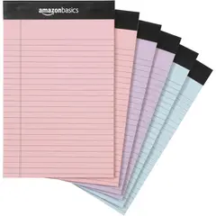 AMAZON BASICS - Bloc de Notas 5x8 Perforado Colores Pastel