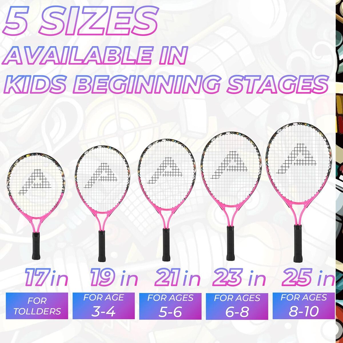 AMA SPORT - Raqueta de Tenis Infantil AMA SPORT 17 Pulgadas Aluminio