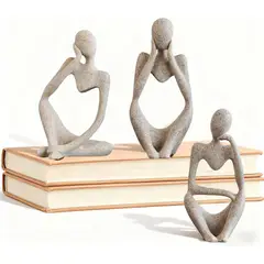 BEIGE - Set 3 Figuras Abstractas Resina Mingzhang Pensador