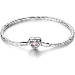 CADENA - Pulsera MULA Snake de Plata 925 con Dije Corazón