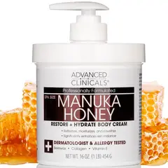 ADVANCED CLINICALS - Crema Corporal Manuka Honey 454g Hidratante