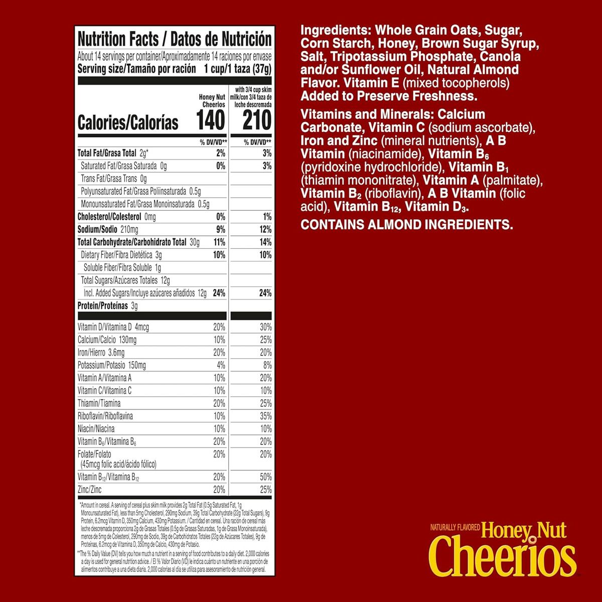 GENERAL MILLS - Cereal Honey Nut Cheerios General Mills 18.8 oz Sin Gluten