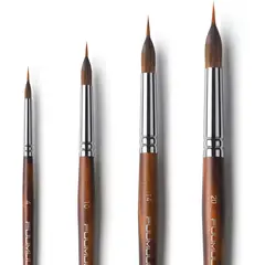 ACUARELA - Pinceles Fuumuui 4Pcs Punta Aguja Pequeños