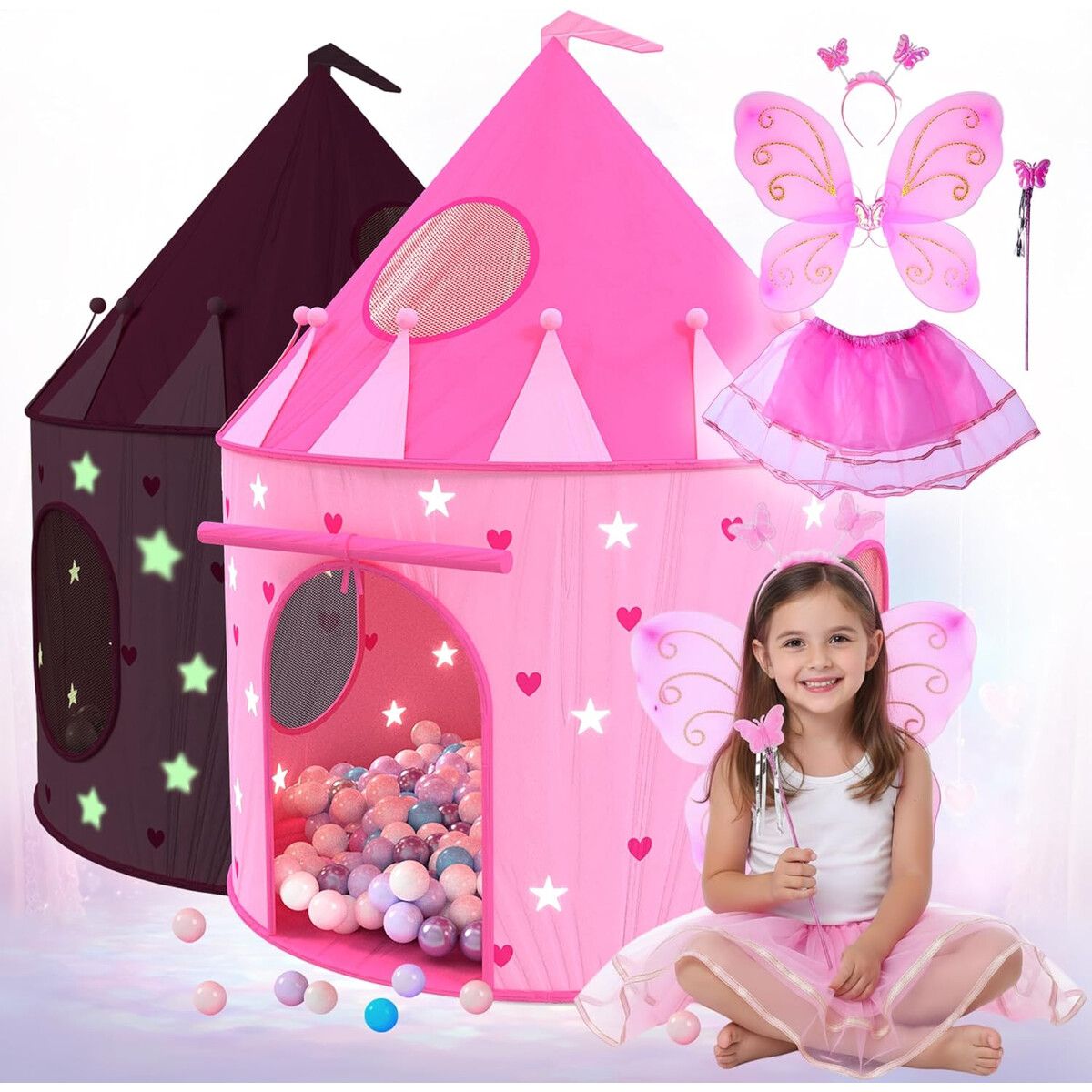 CASTILLO - Carpa Castillo Playz Pop Up Rosa Set Disfraz Estrellas