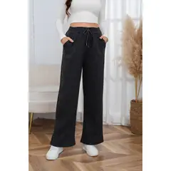 LIKE SHOP - Pantalón Ancho Buzo Mujer Forro Interior Polar Bolsillos Jaspeado 0001