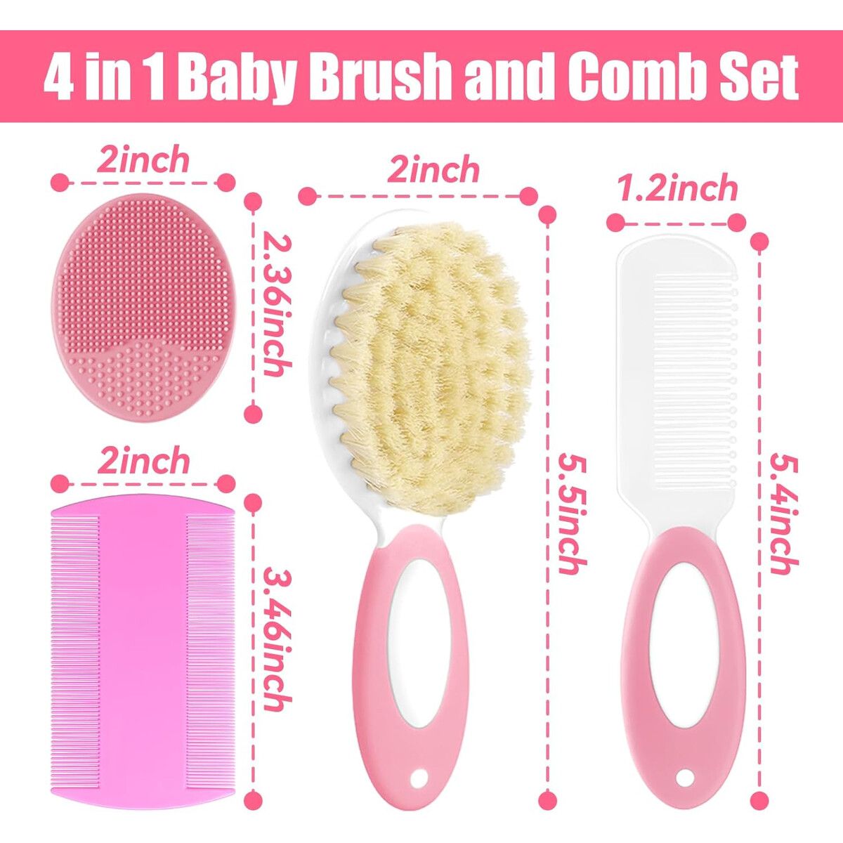 BEBE - Set Cepillo Peine Bebé PAKENYESHA 4pcs Silicona Cerdas
