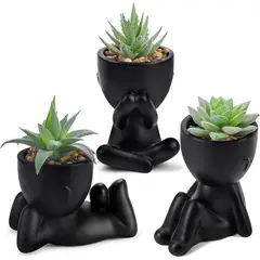 ROSE - Suculentas Artificiales Der 3pcs Negro 13cm