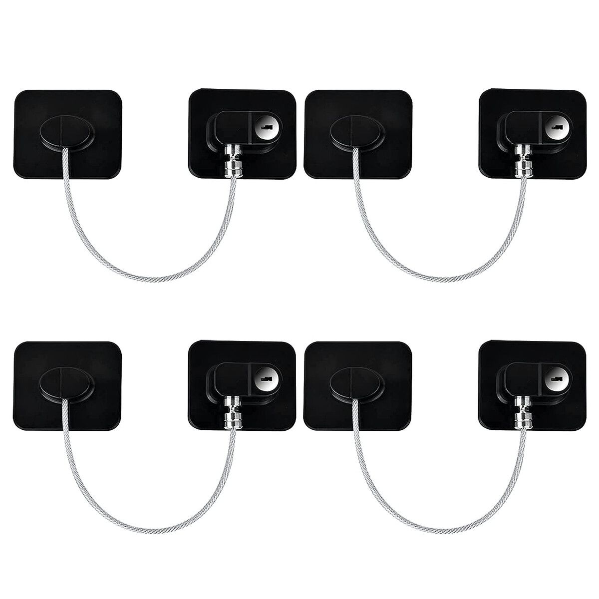 GENERICO - Cerradura Refrigerador YEYA 4 Pack con Llaves Base Adhesiva