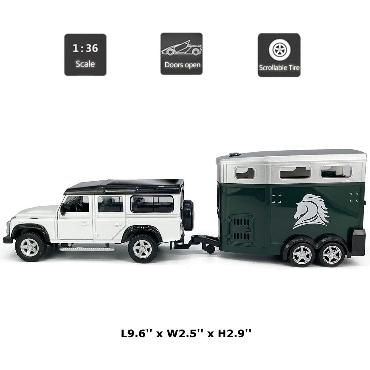 LAND ROVER - Modelo Land Rover Defender Trailer 136 Diecast SUV Juguete