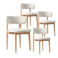 VENHOOUSE - Pack 4 Sillas Para Comedor Madera Tapizada Moderna Respaldo Siena Beige