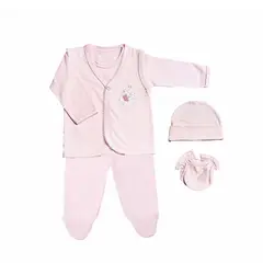 MOONWEAR - Ajuar 5 Piezas Little Cat Rosa Algodón Peruano