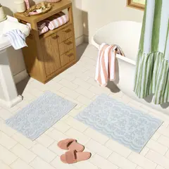 BEAUTIFUL - Set de Alfombras para Baño Floral Block Scallop 17x24 y 20x30 cm