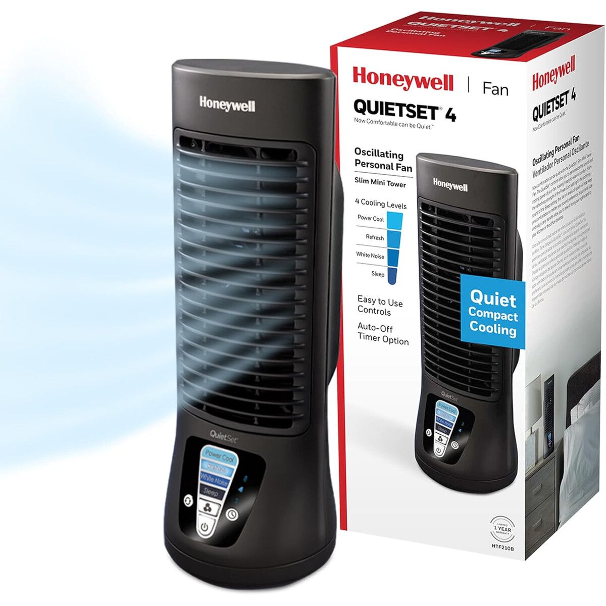 HONEYWELL - Ventilador Personal Honeywell QuietSet HTF210B Oscilante Compacto