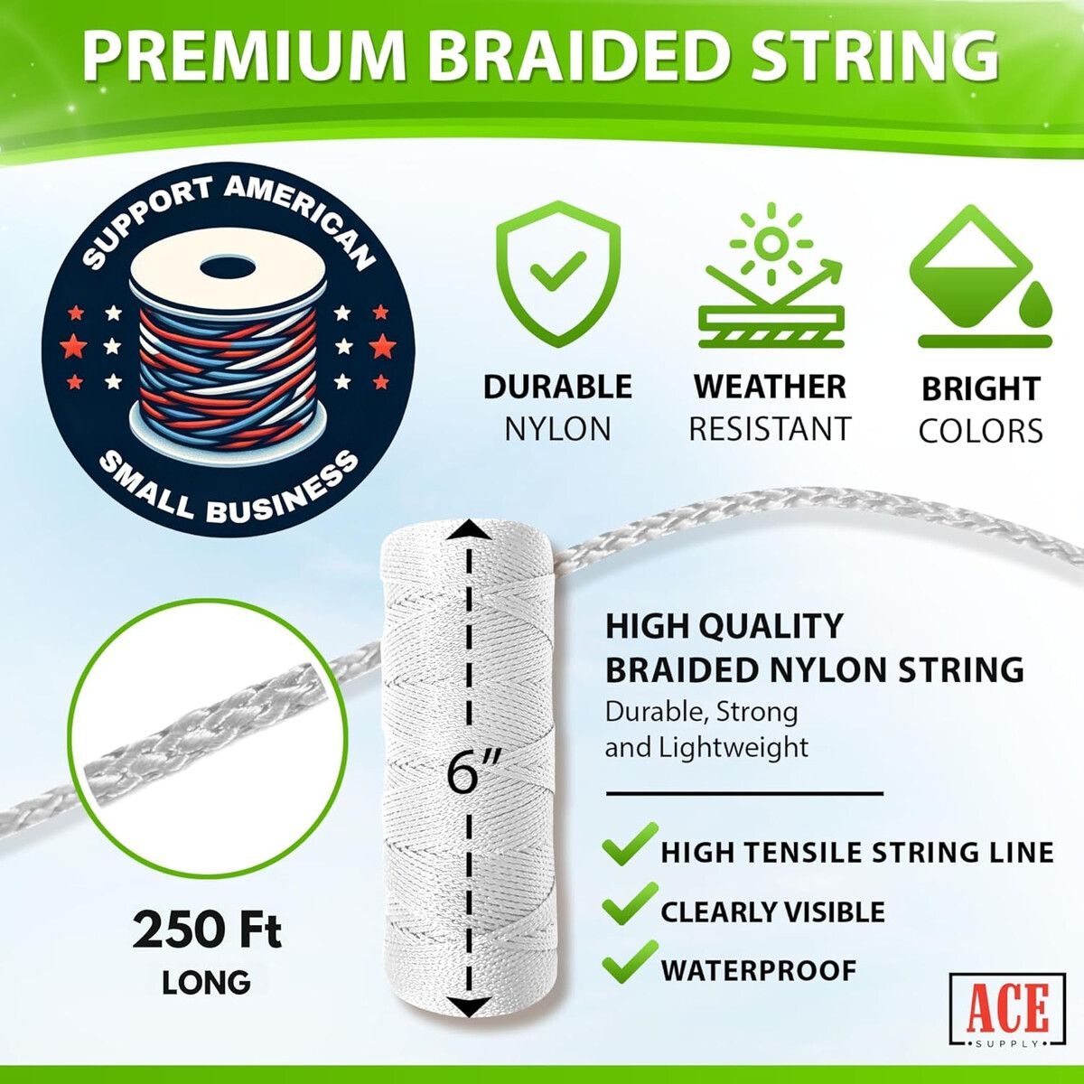 ACE - Hilo Nylon Trenzado Blanco ACE Supply 250 Ft Resistente