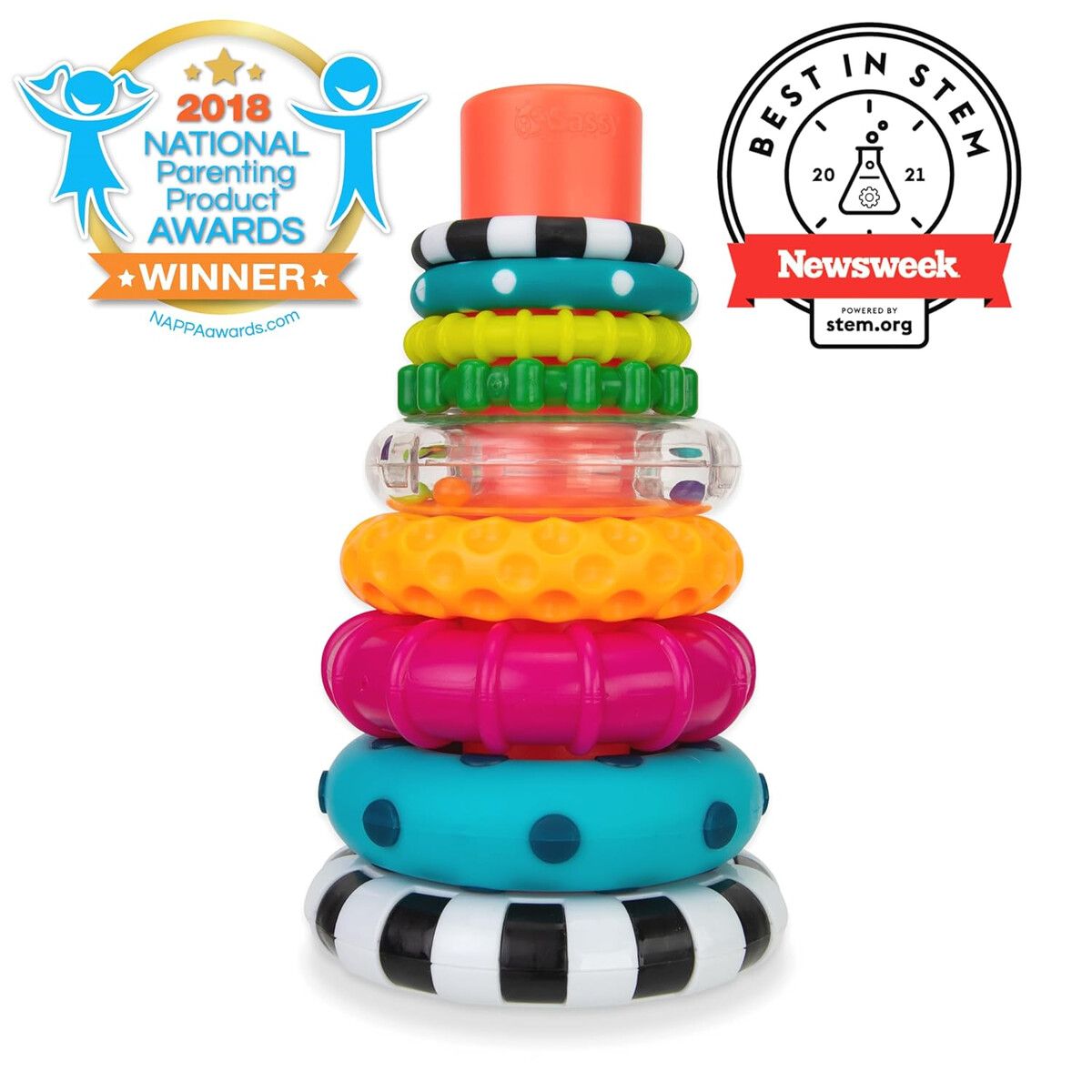 SASSY - Anillos Apilables Sassy Stacks Circles 9 piezas Libre BPA