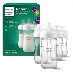 PHILIPS AVENT - Mamadera Vidrio Natural 240ml Flujo 3