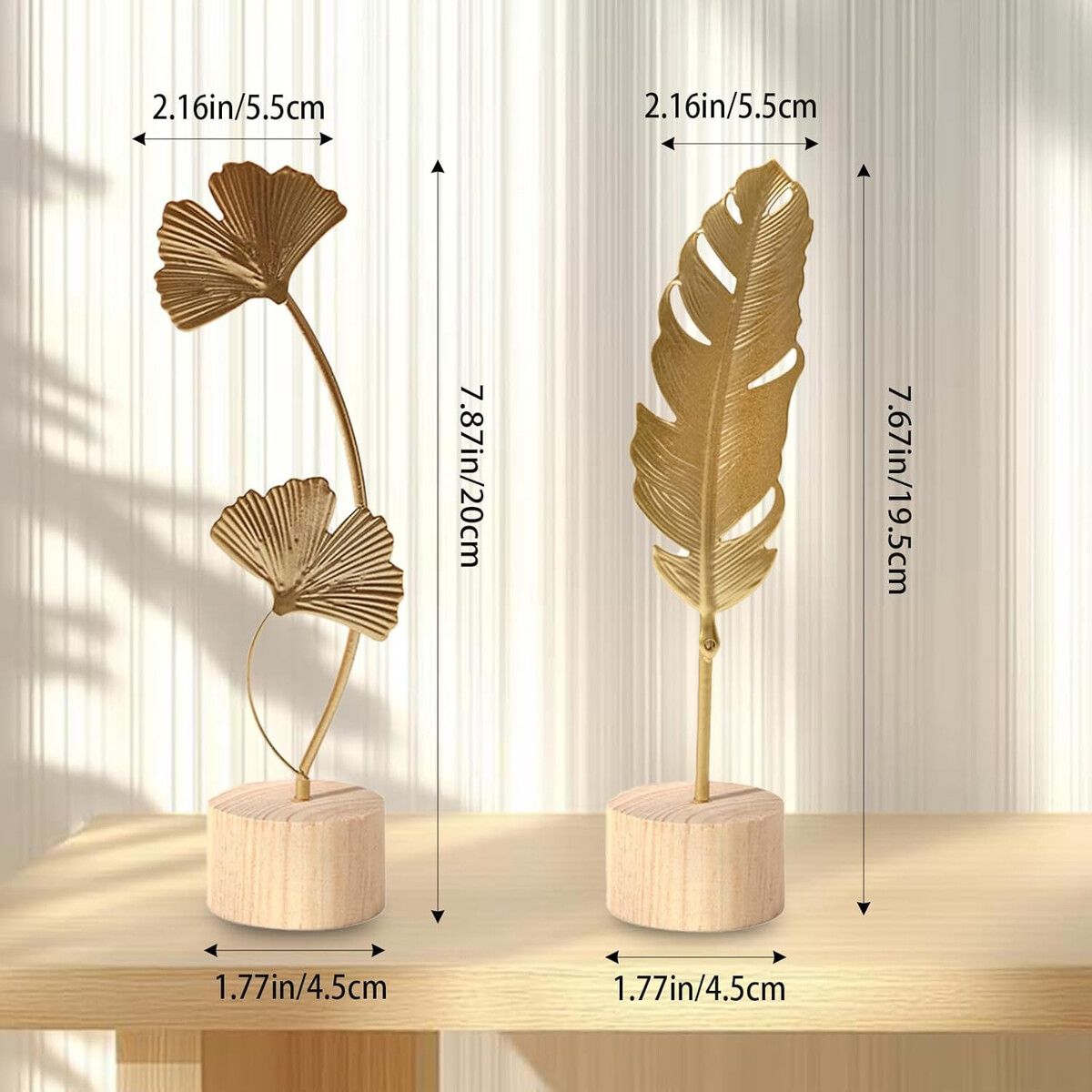 NORDIC - Esculturas Hojas de Metal Milnnie Nordic Lujo Dorado 20cm