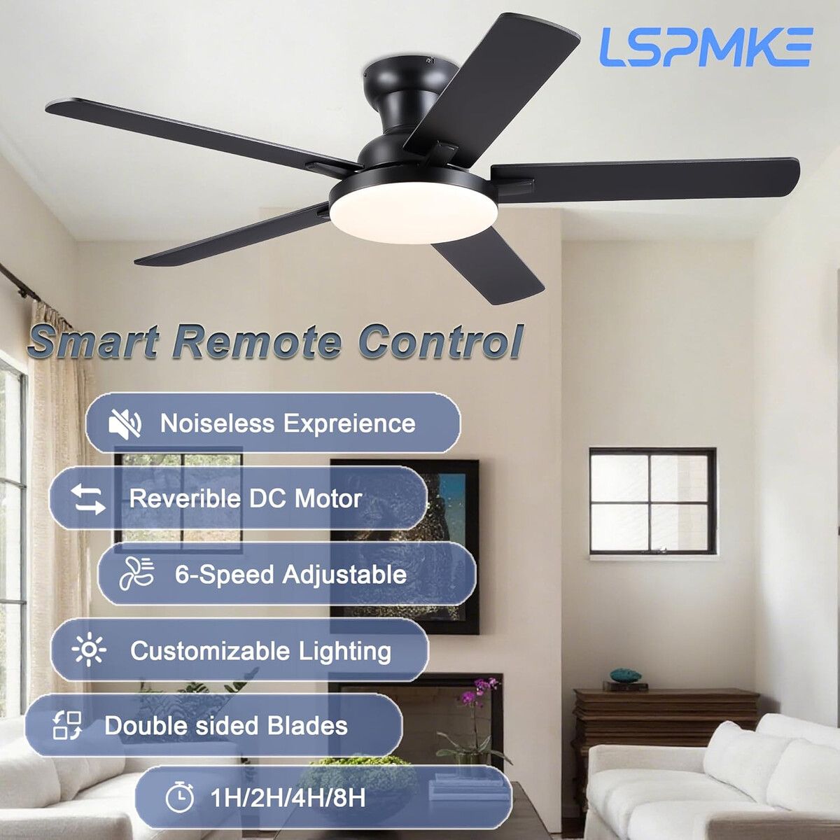 GENERICO - Ventilador Techo LSPMKE 52in LED 24W Motor DC