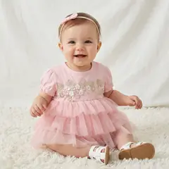 PEQUEÑA LUZ - VESTIDO BEBE NIÑA ALGODON BAUTIZO
