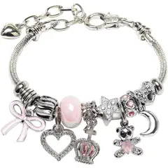 Ds - Pulsera dijes acero ajustable mariposa cristal