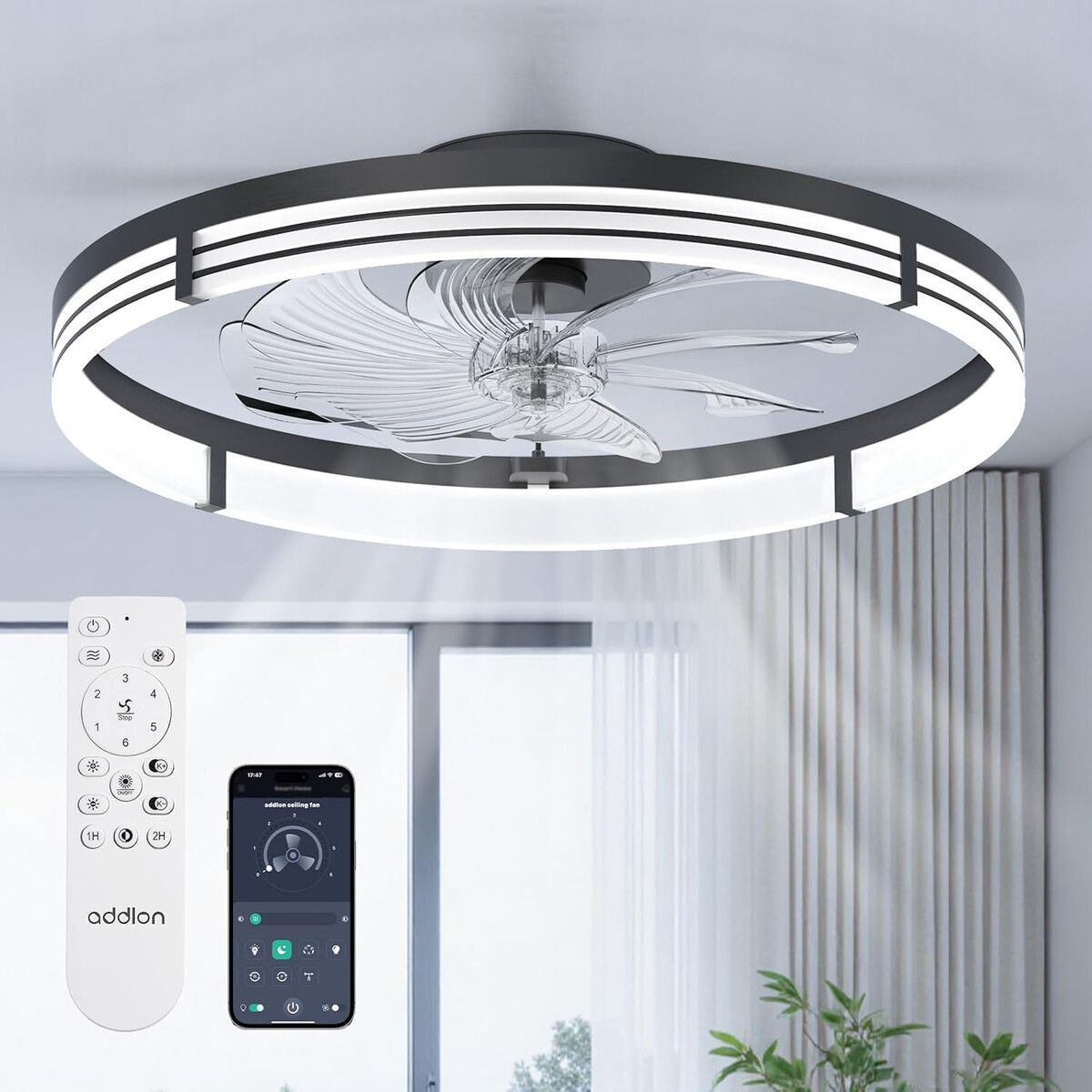 GENERICO - Ventilador de Techo Addlon NFM0241123 61 cm Motor DC LED