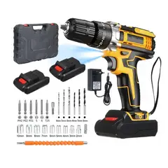 GENER - Kit Taladro Destornillador Inalámbrico +maletin + 2 Baterías y accesorios