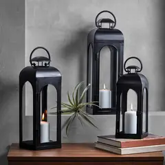 BETTER - Farol Homes Gardens 18in Negro Metal Vidrio