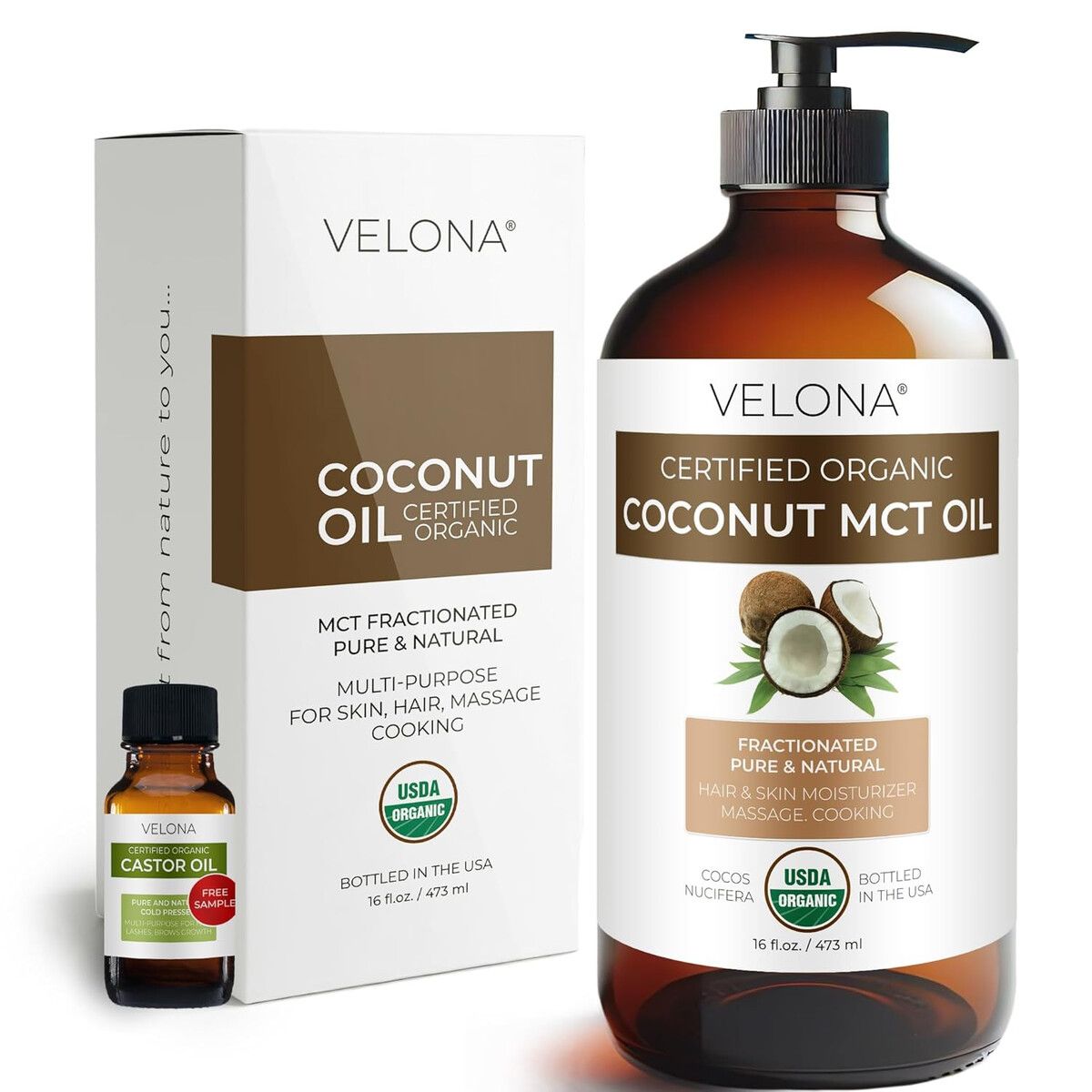 GENERICO - Aceite MCT Coco Velona USDA Organico 473ml Fraccionado