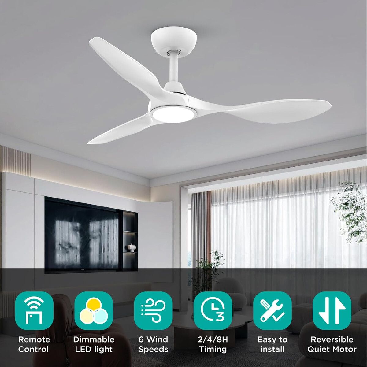 GENERICO - Ventilador Techo Roomratv 42 pulg LED Motor DC