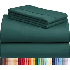 QUEEN - Sábanas LuxClub 4PC Microfibra Emerald Bolsillo 46cm