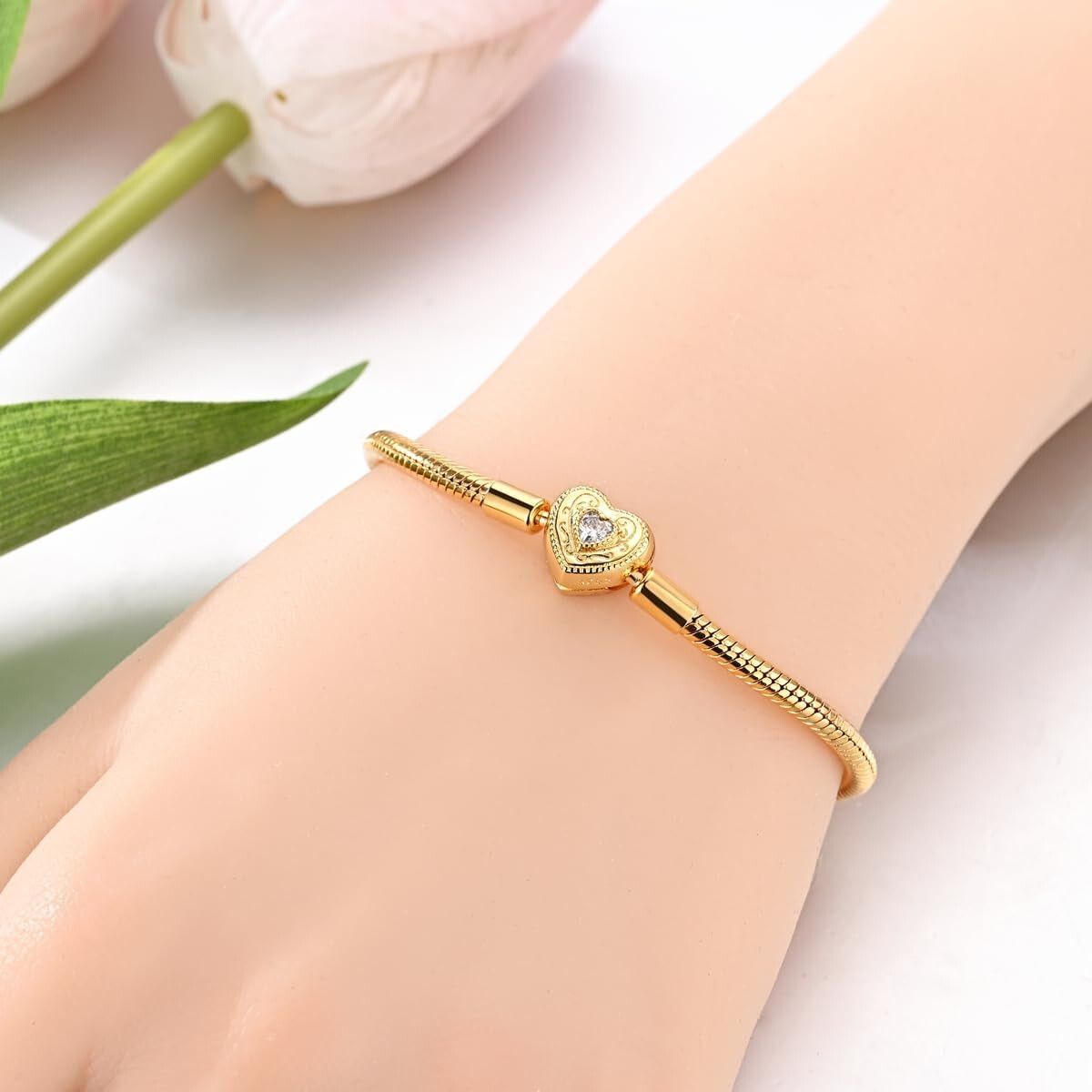 GENERICO - Pulsera serpiente QIKAOLA S925 color dorado Apta Pandora
