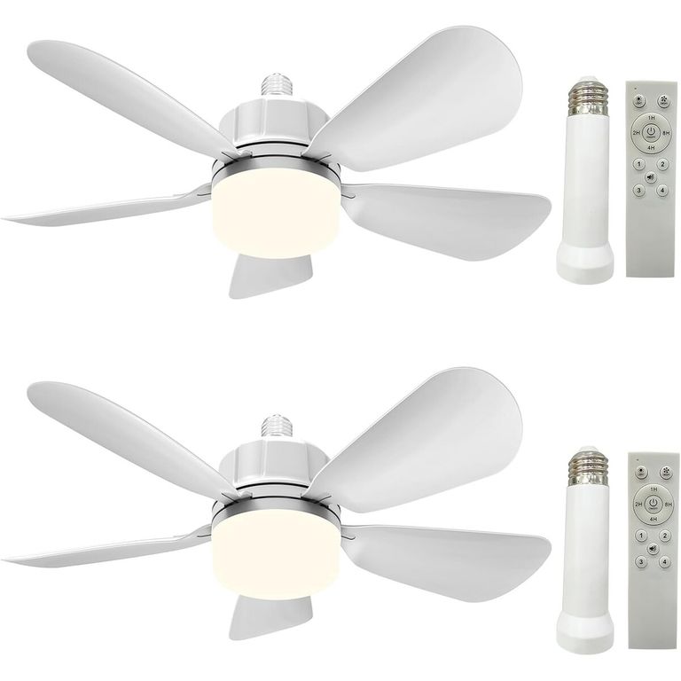 GENERICO Ventilador Techo Luz QiyuanLS Pack 2 48cm 5 Aspas Remoto