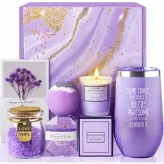 LE - Canasta Regalo CADEAU Lavanda 6 piezas Vaso Térmico 20oz