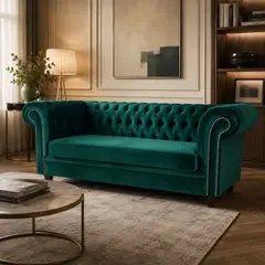 MUEBLERIA LATINA - SOFA FELPA 3 CUERPOS CHESTERFIELD CAPITONE LARGE