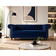 MUEBLERIA LATINA - SOFA FELPA 3 CUERPOS CHESTERFIELD CAPITONE LARGE
