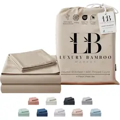 LUXURY - Juego de Sábanas Bamboo Market Queen 400TC 100 Viscosa